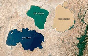 Три озера разного цвета показали из космоса
