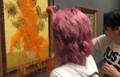 Экоактивистки облили томатным супом знаменитую картину Ван Гога «Подсолнухи» в Лондоне