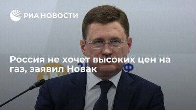 Вице-премьер Новак: высокие цены на газ не в интересах Москвы