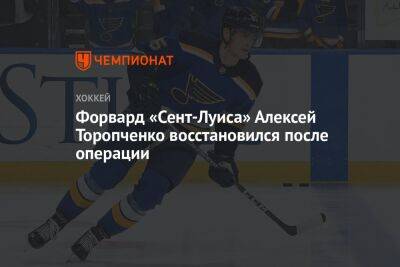 Форвард «Сент-Луиса» Алексей Торопченко восстановился после операции