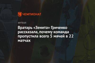 Вратарь «Зенита» Гриченко рассказала, почему команда пропустила всего 5 мячей в 22 матчах