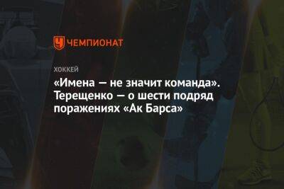«Имена — не значит команда». Терещенко — о шести подряд поражениях «Ак Барса»