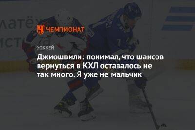 Джиошвили: понимал, что шансов вернуться в КХЛ оставалось не так много. Я уже не мальчик