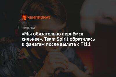 «Мы обязательно вернёмся сильнее». Team Spirit обратилась к фанатам после вылета с TI11