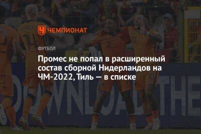 Гус Тиль - Люк Де-Йонг - Стефан Де-Врей - Натан Аке - Луи Ван-Гал - Стивен Бергвейн - Промес не попал в расширенный состав сборной Нидерландов на ЧМ-2022, Тиль — в списке - championat.com - Москва - Голландия - Эквадор - Катар - шт. Аризона - Сенегал