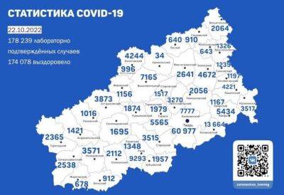 В Твери +11 зараженных. Карта коронавируса в Тверской области за 22 октября 2022 года