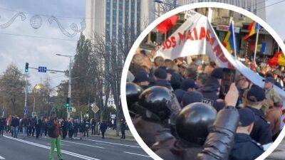 Пророссийская партия провела очередную акцию протеста в Кишиневе, хотели прорвать границу полиции