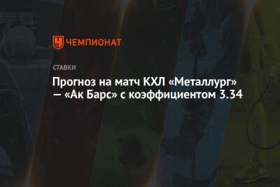 Прогноз на матч КХЛ «Металлург» — «Ак Барс» с коэффициентом 3.34