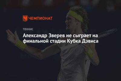 Александр Зверев не сыграет на финальной стадии Кубка Дэвиса