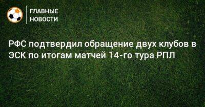 РФС подтвердил обращение двух клубов в ЭСК по итогам матчей 14-го тура РПЛ