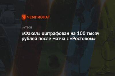 «Факел» оштрафован на 100 тысяч рублей после матча с «Ростовом»
