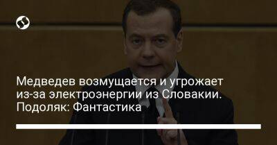 Медведев возмущается и угрожает из-за электроэнергии из Словакии. Подоляк: Фантастика