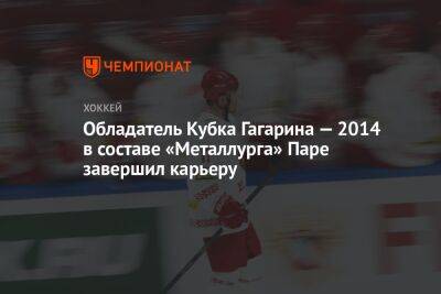 Обладатель Кубка Гагарина — 2014 в составе «Металлурга» Паре завершил карьеру