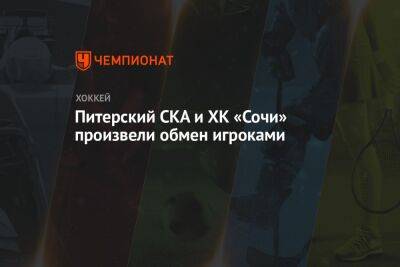 Питерский СКА и ХК «Сочи» произвели обмен игроками
