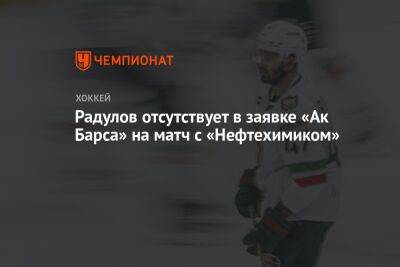 Радулов отсутствует в заявке «Ак Барса» на матч с «Нефтехимиком»