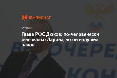Глава РФС Дюков: по-человечески мне жалко Ларина, но он нарушил закон