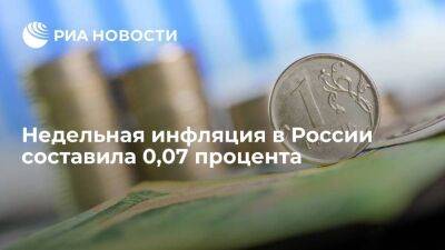 Росстат: недельная инфляция в России замедлилась до 0,07 процента