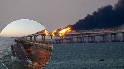Наконец "хлопок" дошел до Крымского моста: как горела переправа – яркие фото и видео