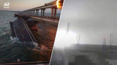 В России также видели взрыв и пожар на Крымском мосту: яркие кадры