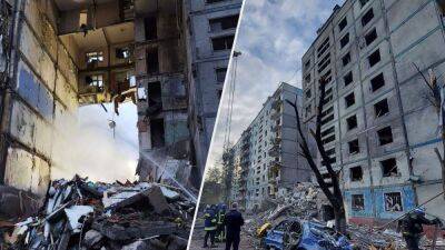 Во время поисков в Запорожье обрушилась часть здания: под завалами могут быть люди