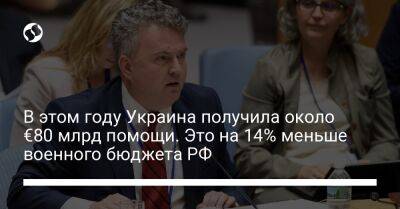 В этом году Украина получила около €80 млрд помощи. Это на 14% меньше военного бюджета РФ