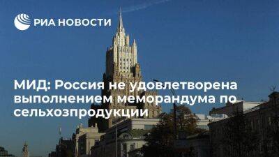 МИД: Россия не удовлетворена выполнением меморандума с ООН по экспорту сельхозпродукции