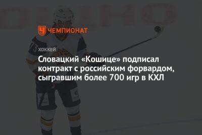 Словацкий «Кошице» подписал контракт с российским форвардом, сыгравшим более 700 игр в КХЛ