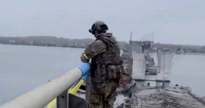 Конец оккупации правобережной Украины: на Антоновском мосту подняли сине-желтый флаг (видео)