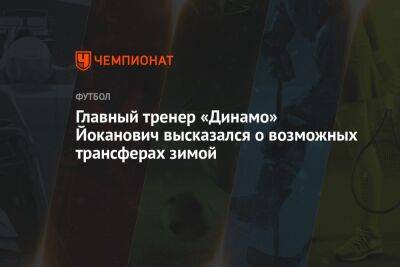 Главный тренер «Динамо» Йоканович высказался о возможных трансферах зимой