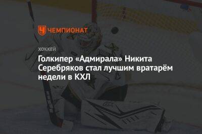 Голкипер «Адмирала» Никита Серебряков стал лучшим вратарём недели в КХЛ