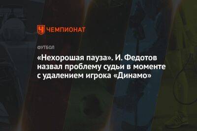 «Нехорошая пауза». И. Федотов назвал проблему судьи в моменте с удалением игрока «Динамо»