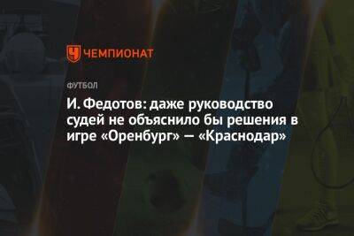 И. Федотов: даже руководство судей не объяснило бы решения в игре «Оренбург» — «Краснодар»