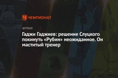 Гаджи Гаджиев: решение Слуцкого покинуть «Рубин» неожиданное. Он маститый тренер