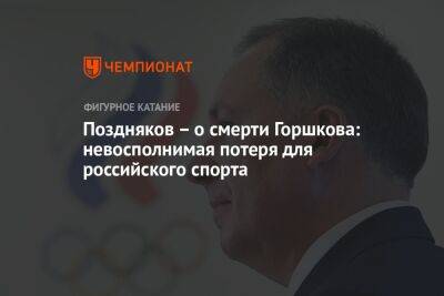 Поздняков — о смерти Горшкова: невосполнимая потеря для российского спорта