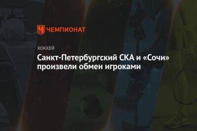 Санкт-Петербургский СКА и «Сочи» произвели обмен игроками