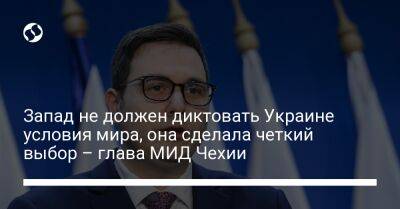 Запад не должен диктовать Украине условия мира, она сделала четкий выбор – глава МИД Чехии