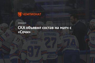 Михаил Бердин - СКА объявил состав на матч с «Сочи» - championat.com - Санкт-Петербург - Сочи