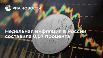 Росстат: недельная инфляция в России с 25 по 31 октября составила 0,07 процента