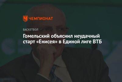 Гомельский объяснил неудачный старт «Енисея» в Единой лиге ВТБ