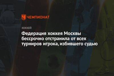 Федерация хоккея Москвы бессрочно отстранила от всех турниров игрока, избившего судью