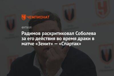 Радимов раскритиковал Соболева за его действия во время драки в матче «Зенит» — «Спартак»