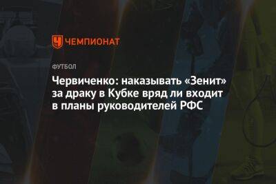 Червиченко: наказывать «Зенит» за драку в Кубке вряд ли входит в планы руководителей РФС