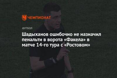 Шадыханов ошибочно не назначил пенальти в ворота «Факела» в матче 14-го тура с «Ростовом»