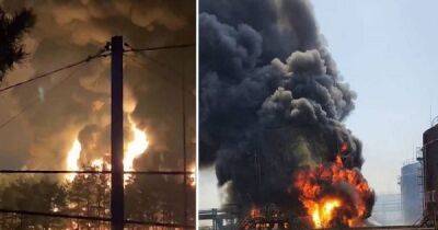 В Брянской области РФ вспыхнул масштабный пожар на нефтебазе (фото, видео)