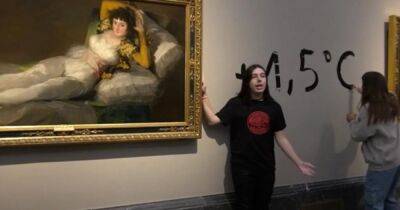 В Мадриде эко-активистки приклеили себя к картинам Франсиско-Хосе де Гойи (видео)