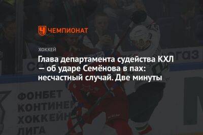 Глава департамента судейства КХЛ — об ударе Семёнова в пах: несчастный случай. Две минуты
