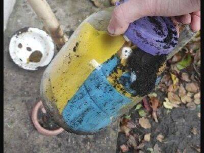 Житель Харьковской области в огороде закопал два флага Украины, пряча их от россиян. Бойцы ТРО нашли их и один уже вернули владельцу
