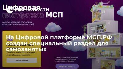 На Цифровой платформе МСП.РФ создан специальный раздел для самозанятых