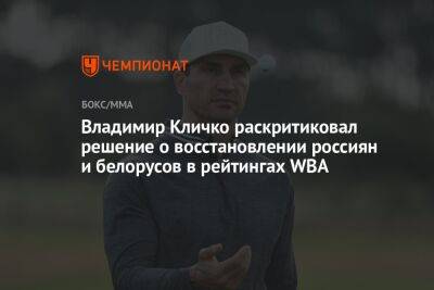 Владимир Кличко раскритиковал решение о восстановлении россиян и белорусов в рейтингах WBA