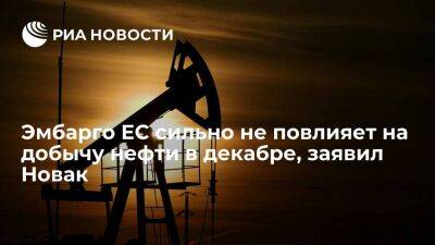 Вице-премьер Новак: эмбарго ЕС не должно сильно повлиять на добычу нефти в декабре
